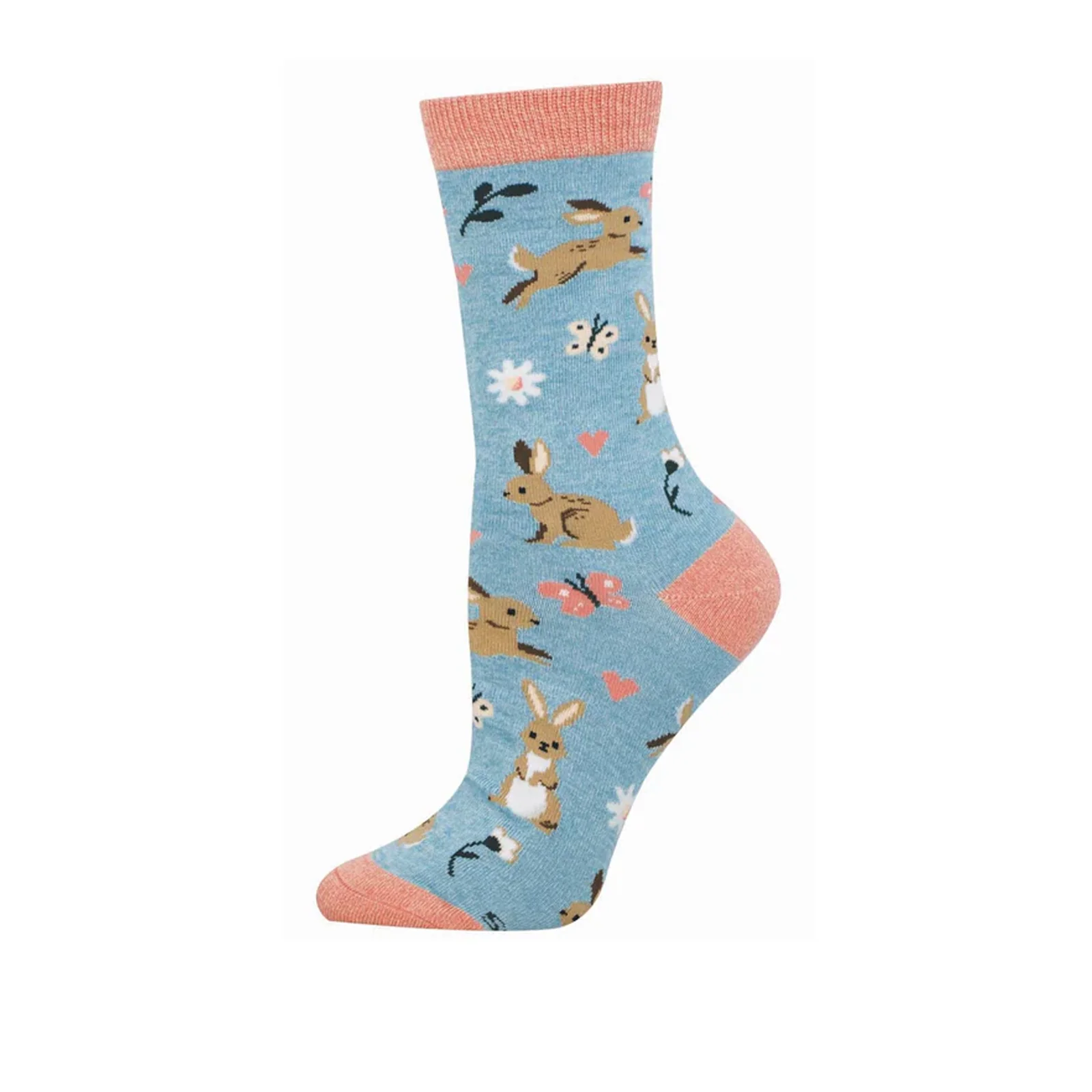 SockSmith Love Me Some Bunny Crew Sock (Women) - Blue Heather - Image 2