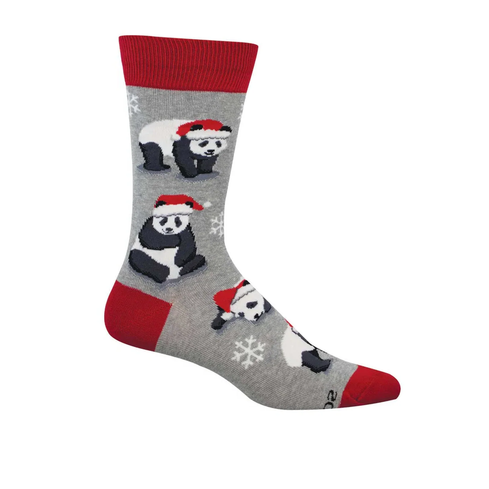 SockSmith Merry Panda Crew Sock (Men) - Light Gray Heather