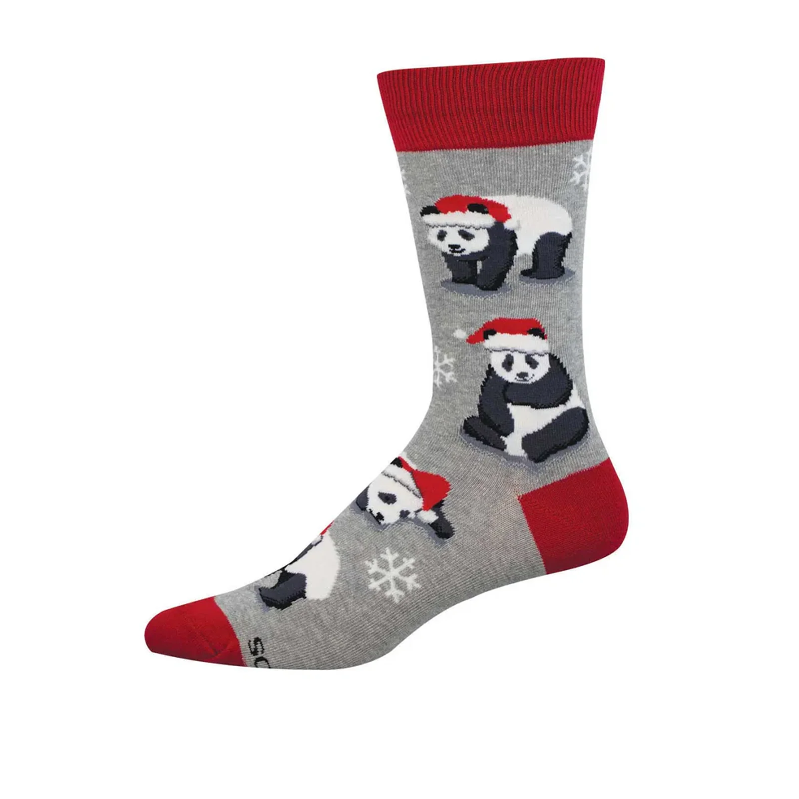 SockSmith Merry Panda Crew Sock (Men) - Light Gray Heather - Image 2