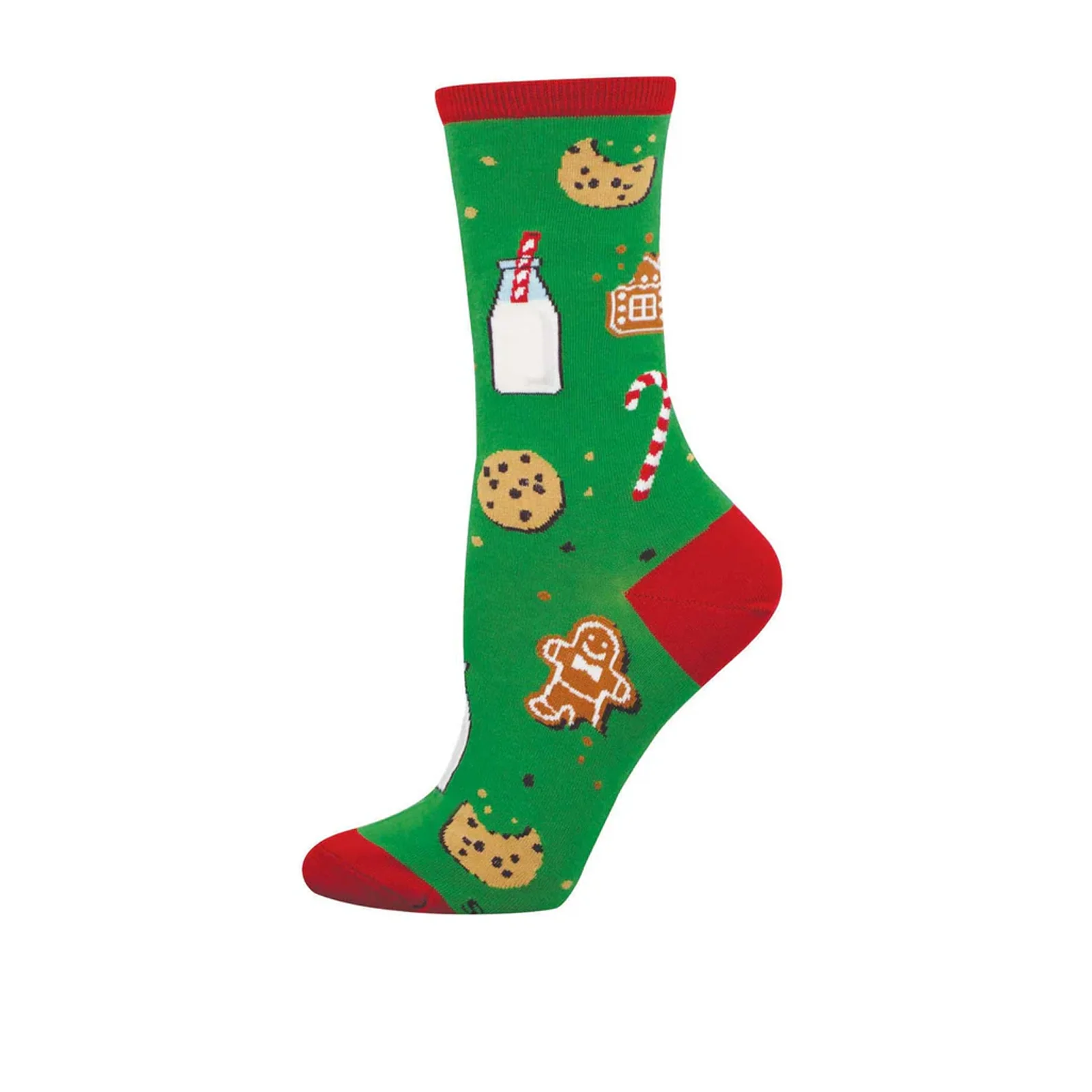 SockSmith Santa's Milk And Cookies Crew Sock (Women) - Green - Image 2