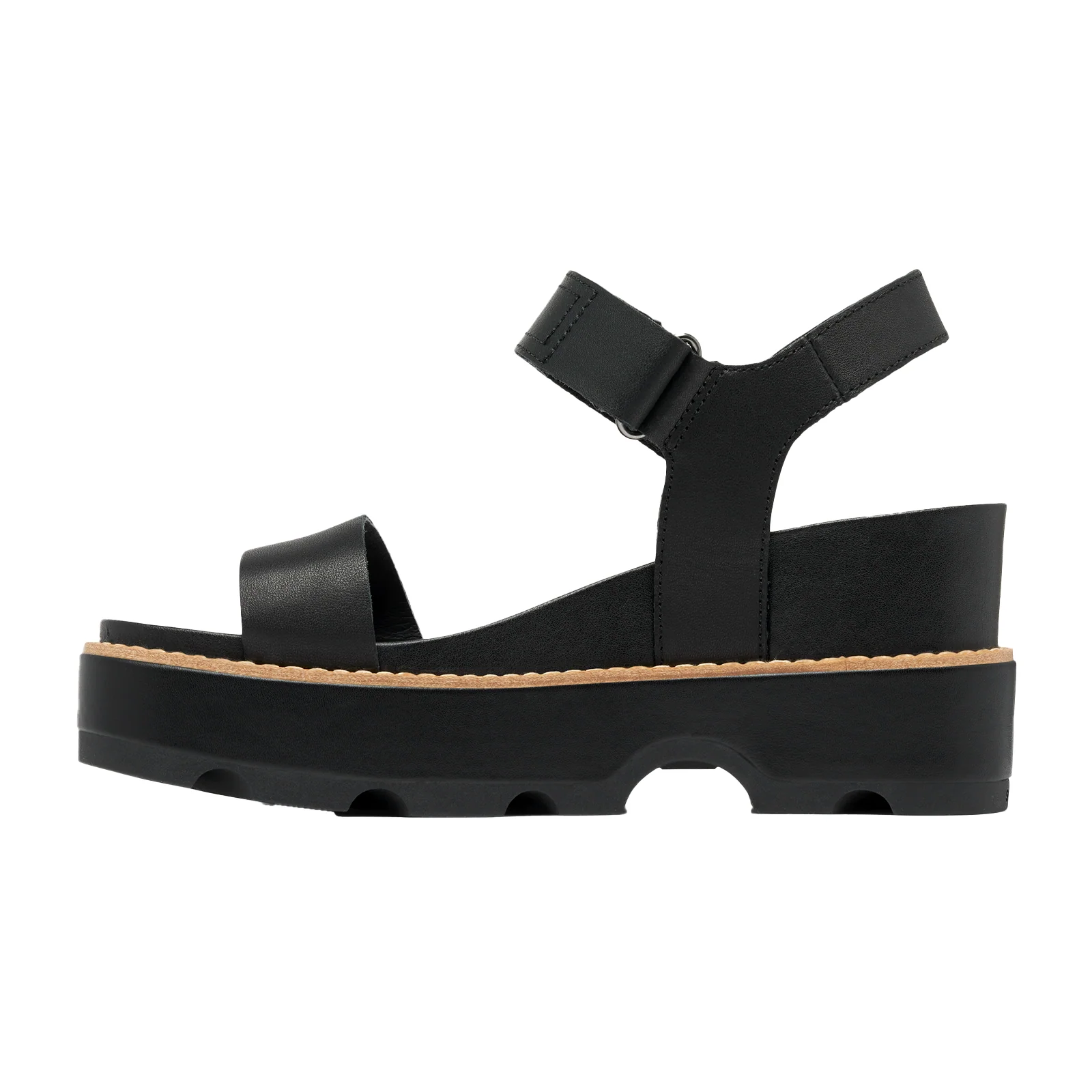 Sorel Joanie IV Ankle Strap Wedge Sandal (Women) - Black/Sea Salt - Image 2