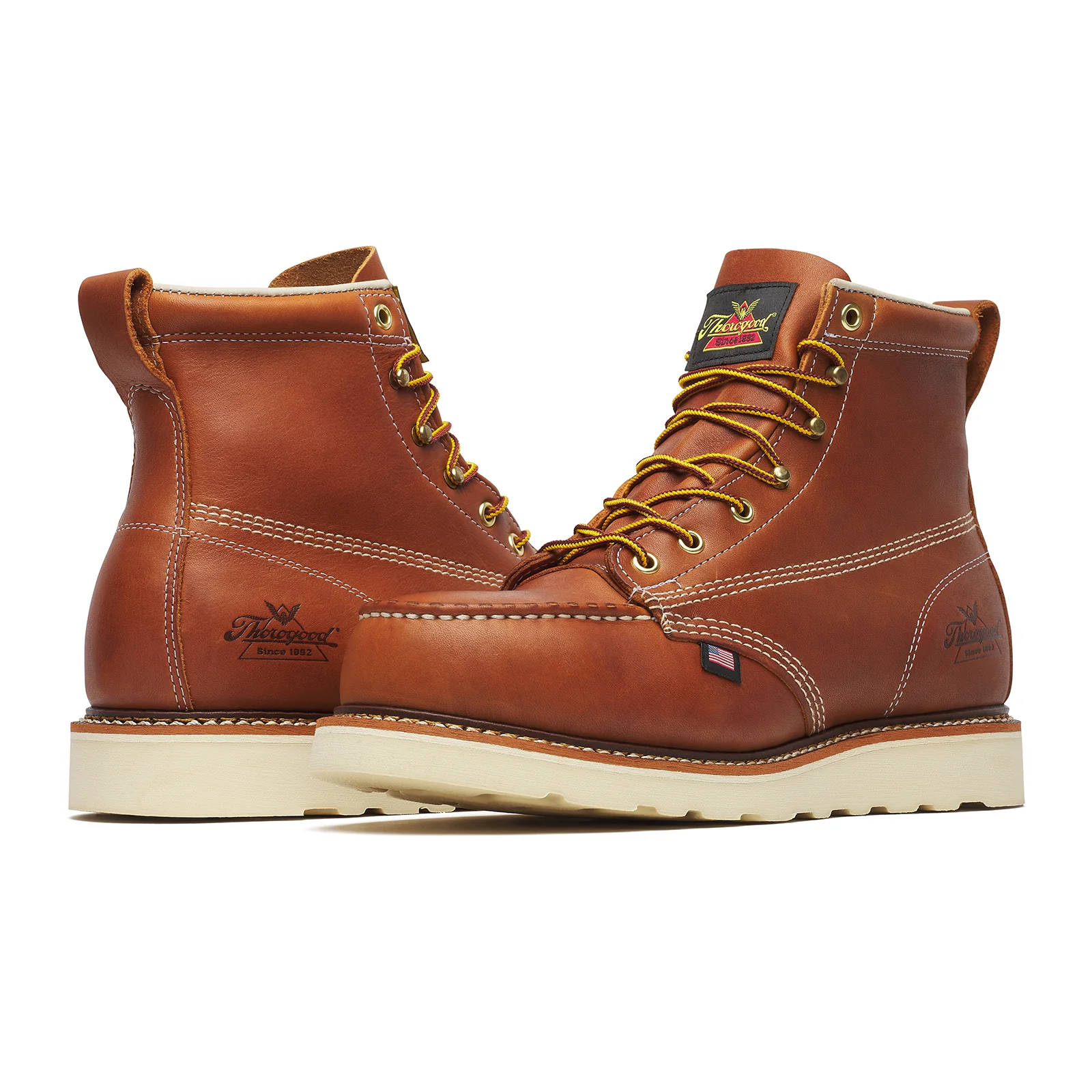 Thorogood American Heritage 6" Moc Toe Steel Toe Work Boot (Men) - Tobacco - Image 4