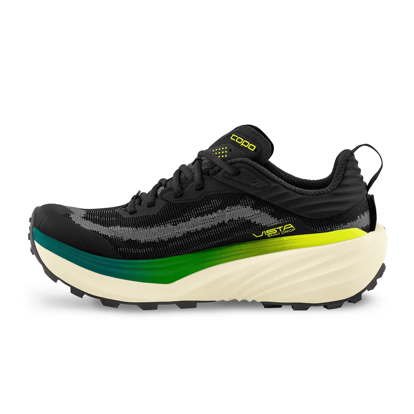 Topo Vista Running Shoe (Men) - Black/Lime - Image 2