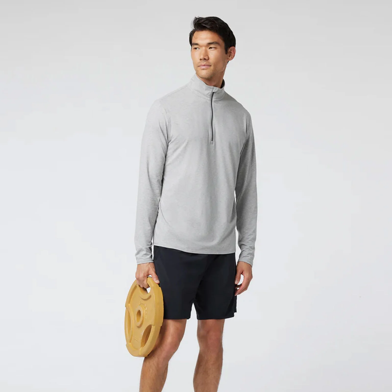 Vuori Ease Performance 1/2 Zip 2.0 Pullover (Men) - Light Heather Grey - Image 4