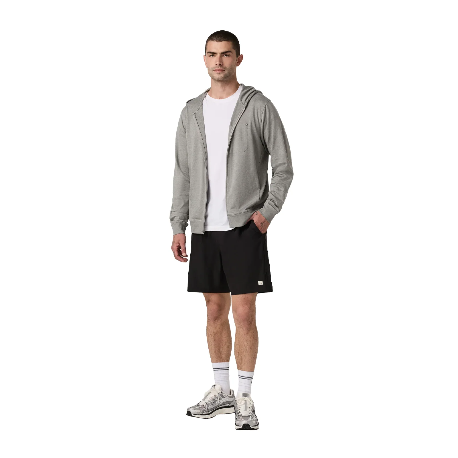 Vuori Ponto Full Zip Hoodie (Men) - Driftwood Heather - Image 4