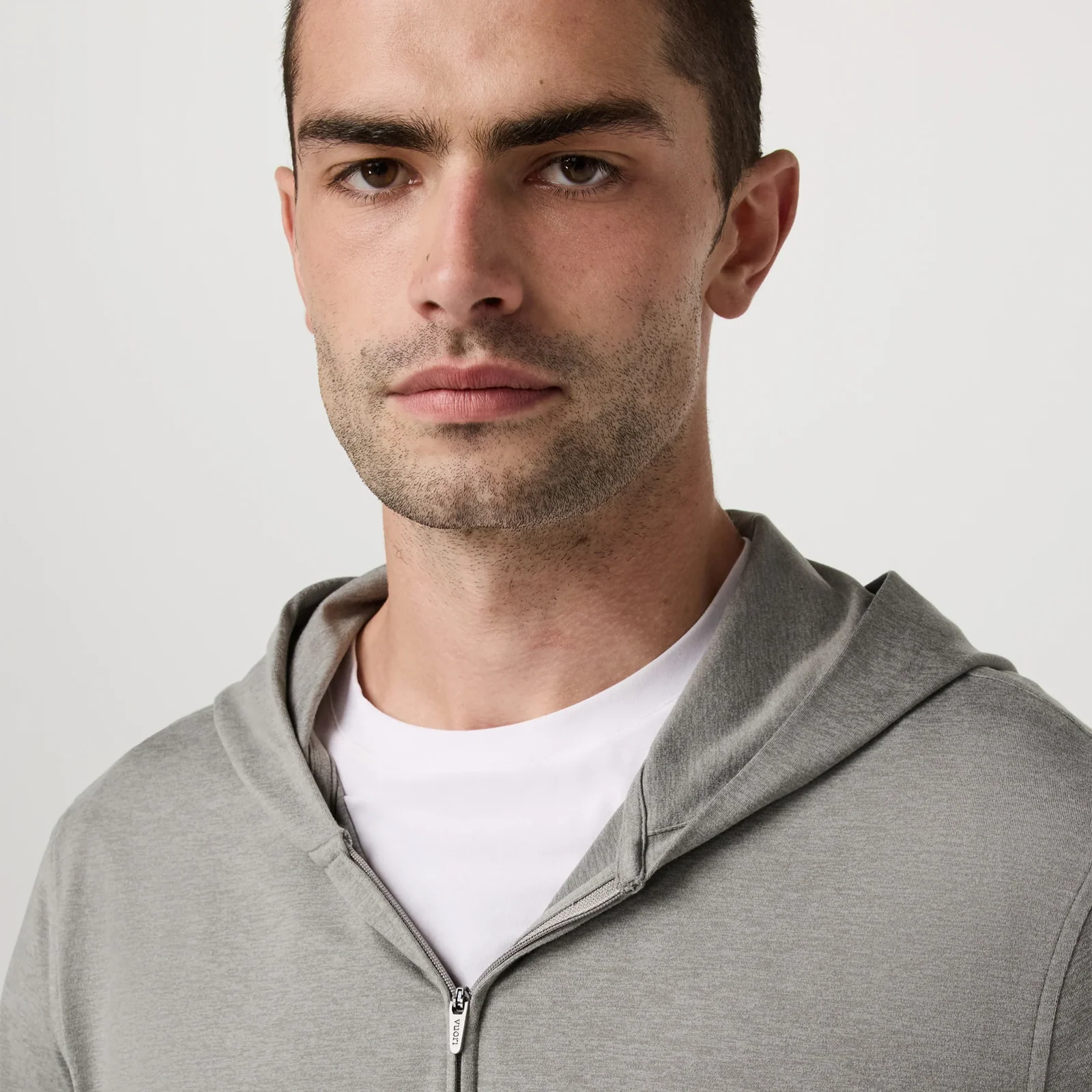 Vuori Ponto Full Zip Hoodie (Men) - Driftwood Heather - Image 5