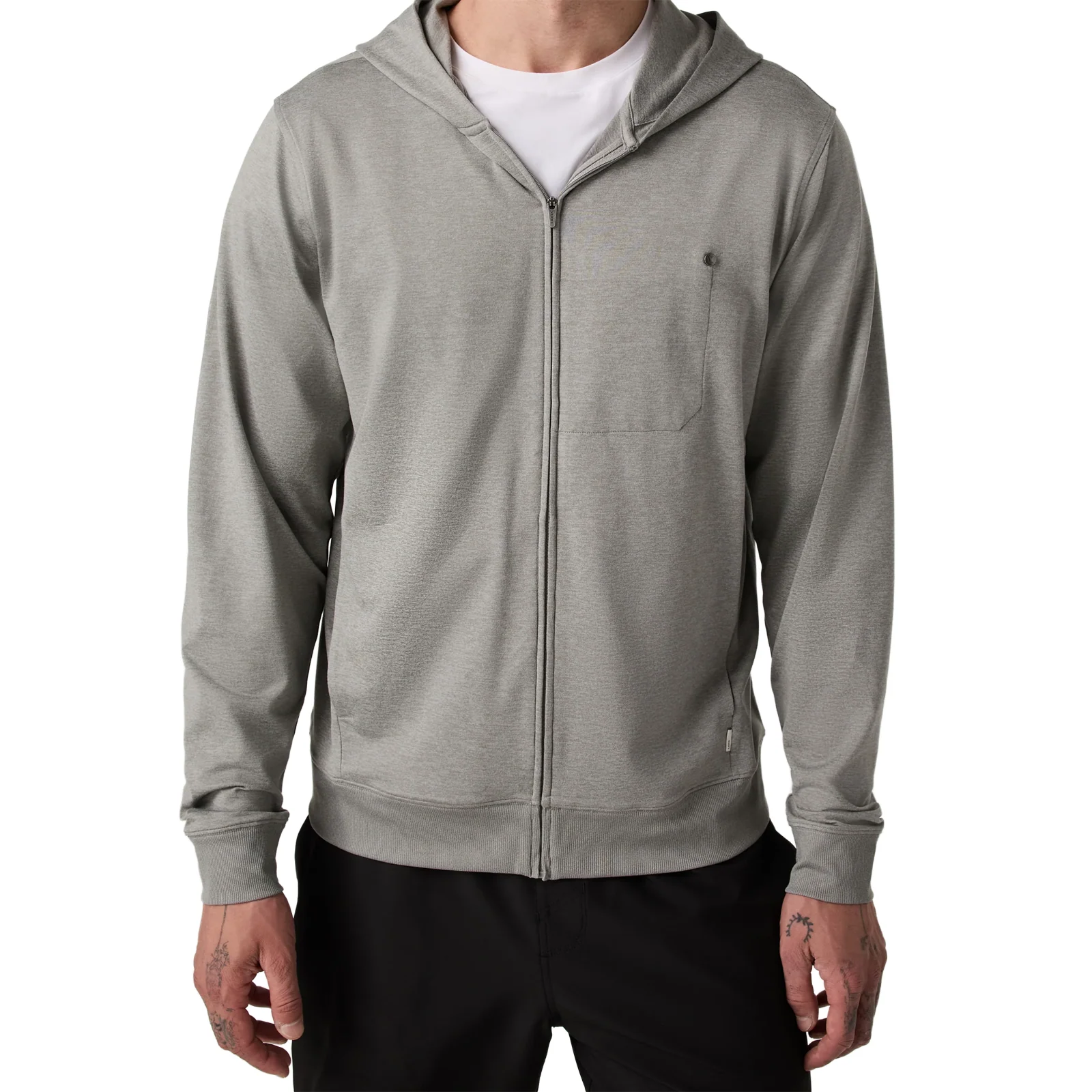 Vuori Ponto Full Zip Hoodie (Men) - Driftwood Heather - Image 6