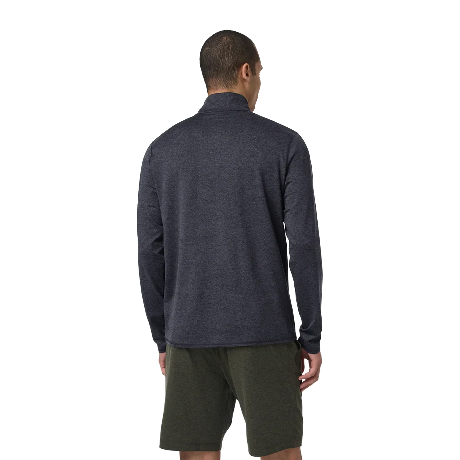 Vuori Ponto Mock Neck Half Zip (Men) - Charcoal Heather - Image 3