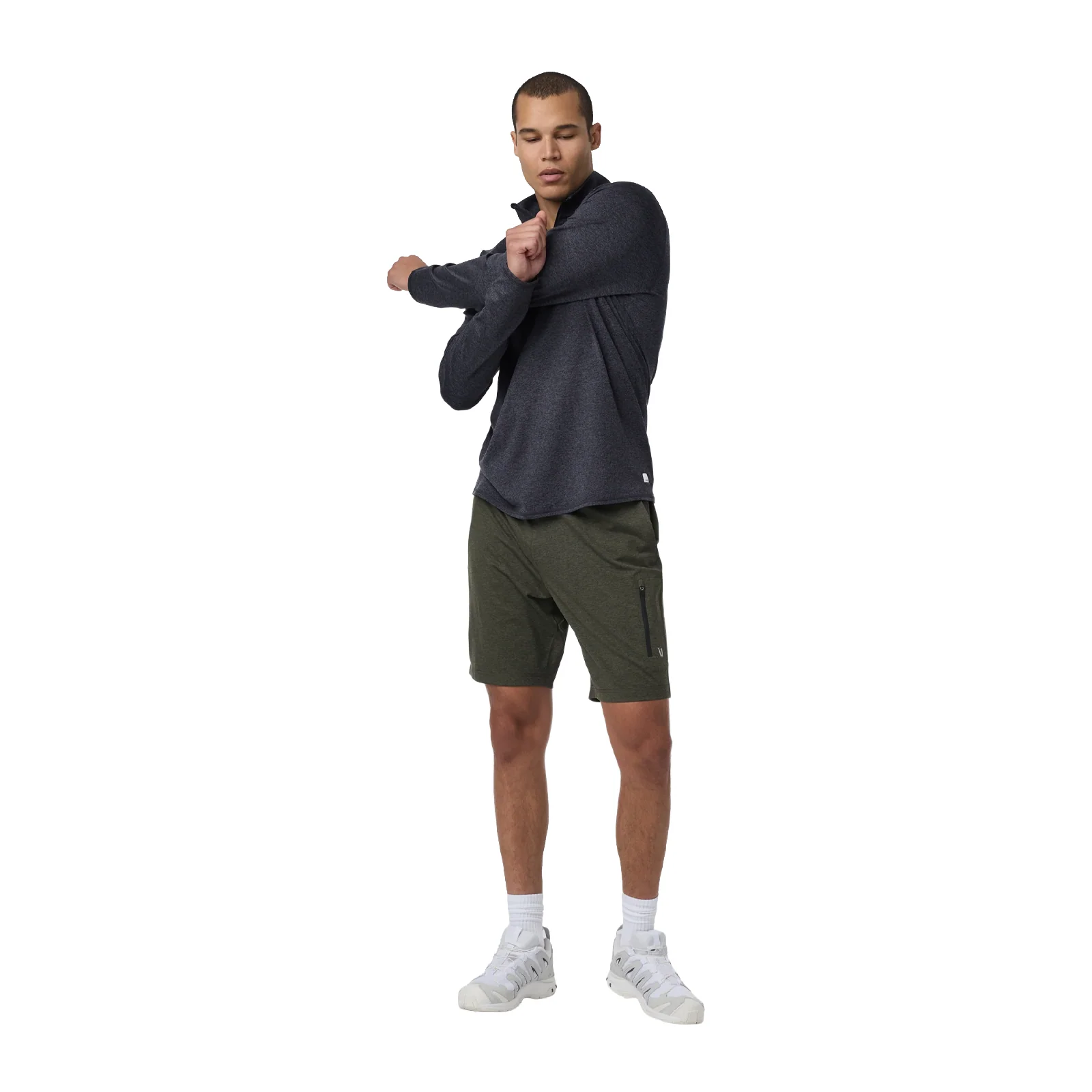 Vuori Ponto Mock Neck Half Zip (Men) - Charcoal Heather - Image 4