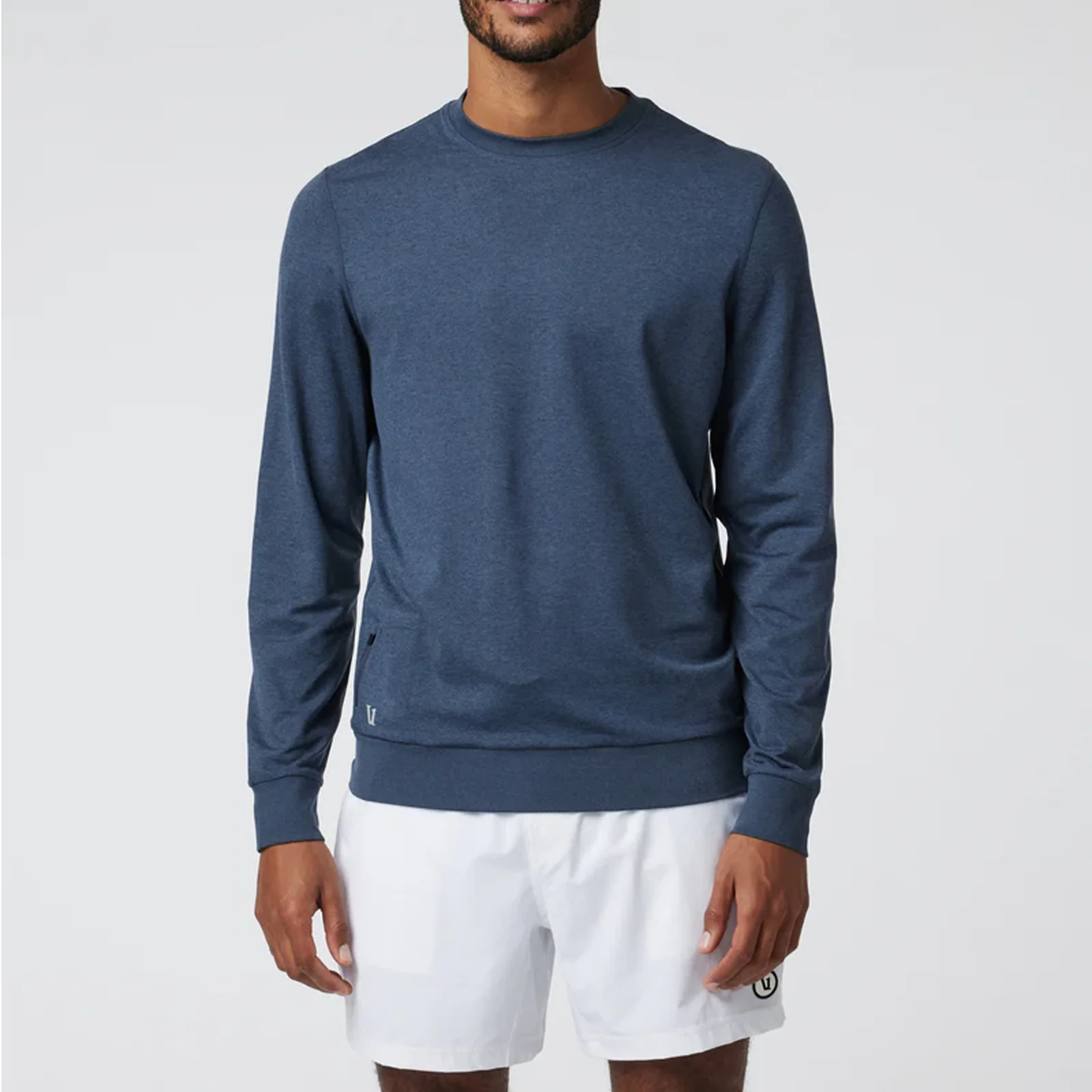 Vuori Ponto Performance Long Sleeve Crew (Men) - Azure Heather - Image 2