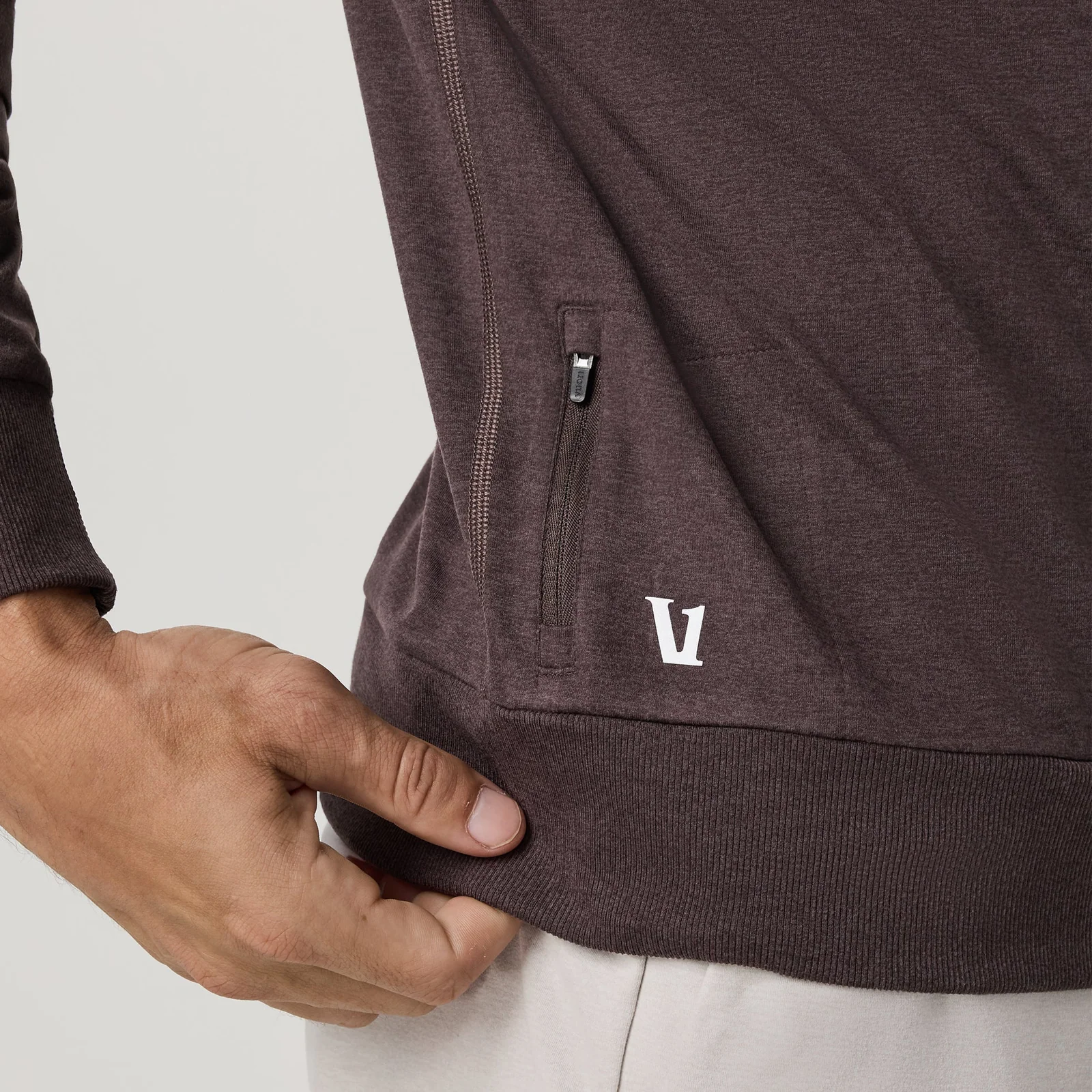 Vuori Ponto Performance Long Sleeve Crew (Men) - Sangria Heather - Image 5