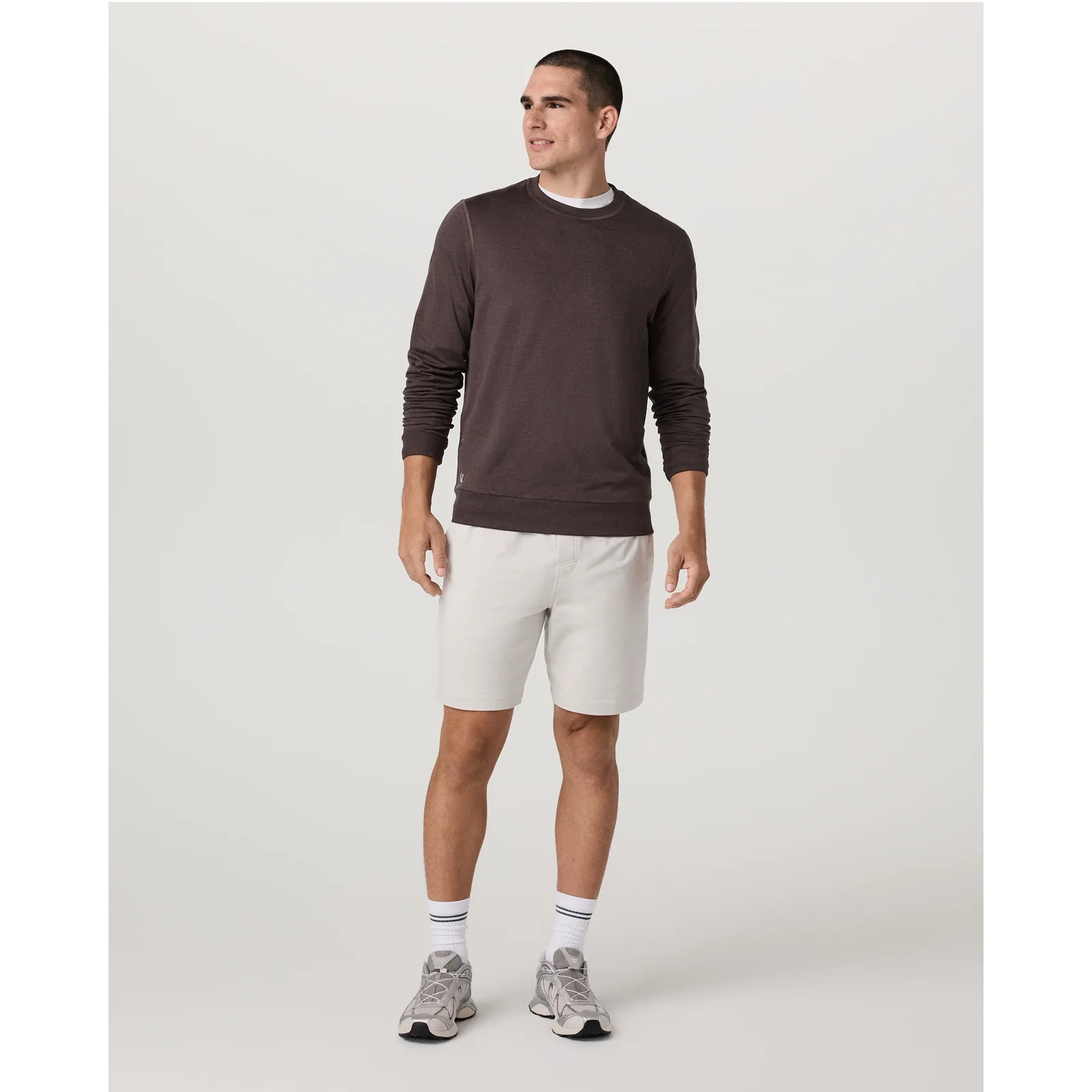 Vuori Ponto Performance Long Sleeve Crew (Men) - Sangria Heather - Image 6