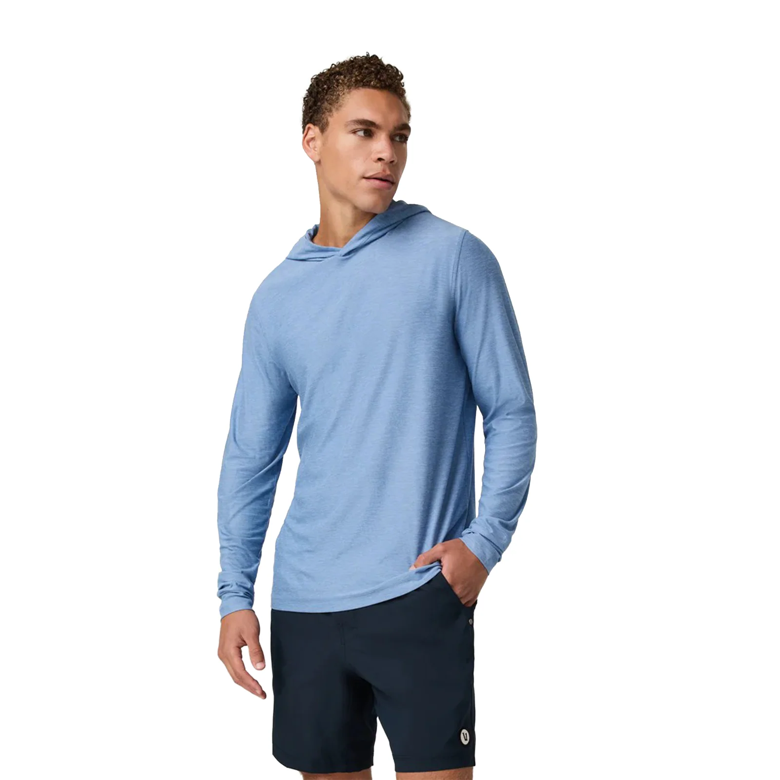 Vuori Strato Tech Hoodie (Men) - Isle Blue Heather - Image 2