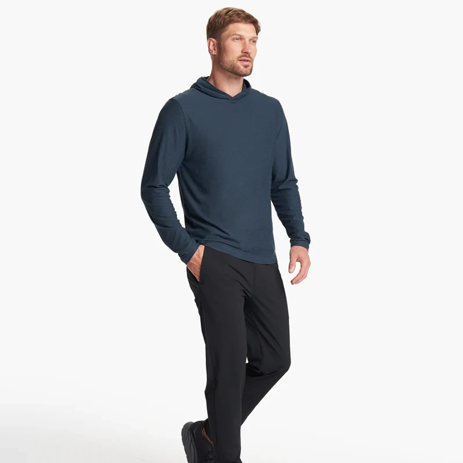 Vuori Strato Tech Hoodie (Men) - Navy Heather - Image 4