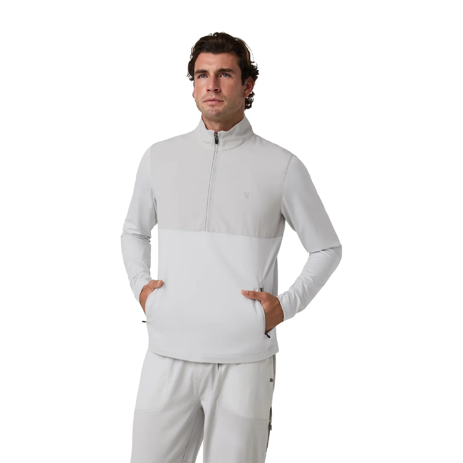Vuori Sunday Element Half Zip (Men) - Frost Grey - Image 2