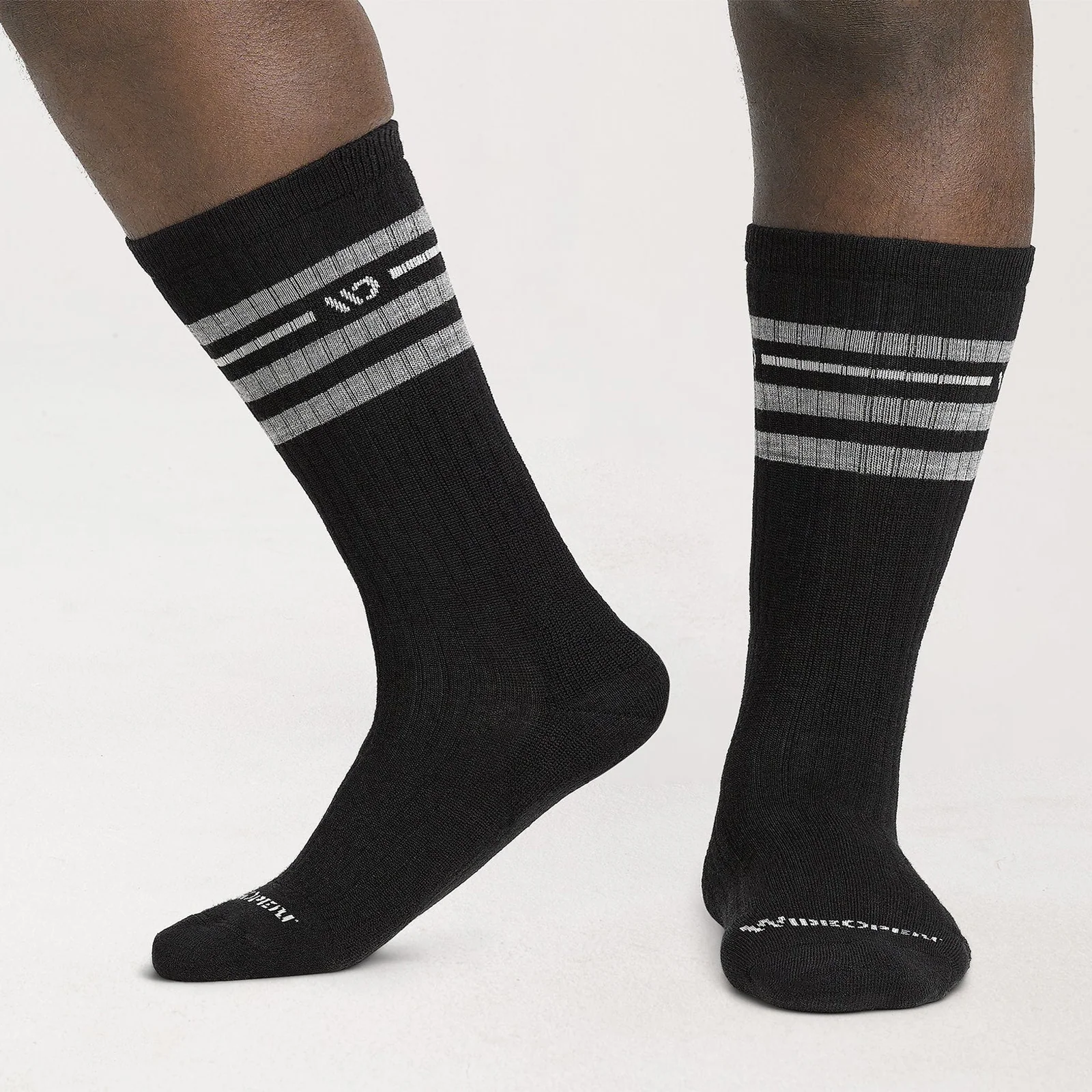 Wide Open Vintage Stripe Cushioned Crew Sock (Men) - Black - Image 3