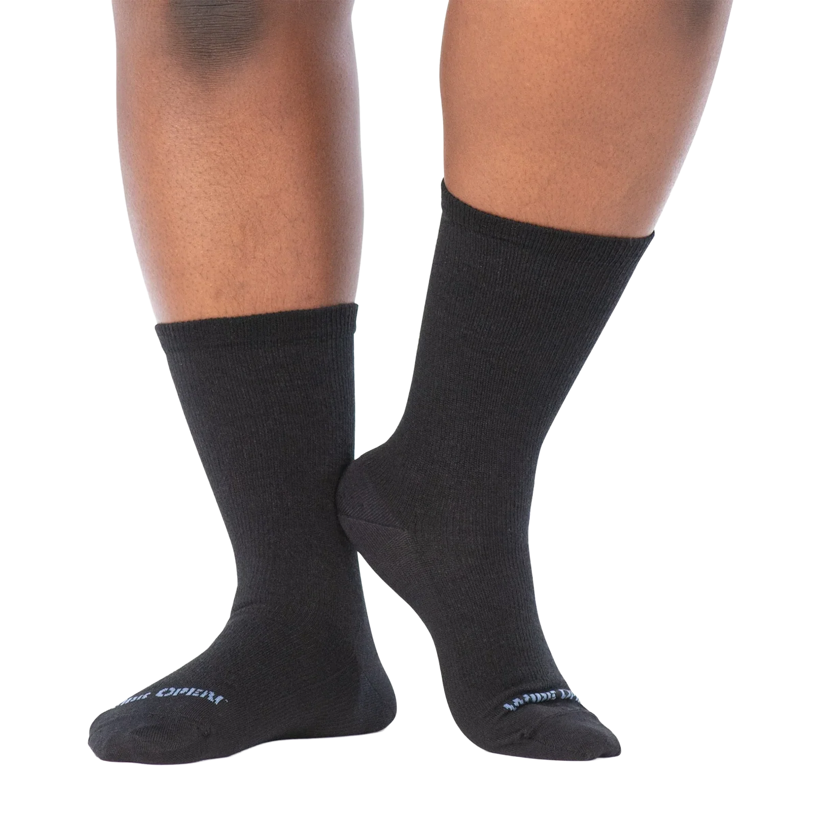 Wide Open Solid Basic Lightweight Crew Sock (Women) - Black - Image 2