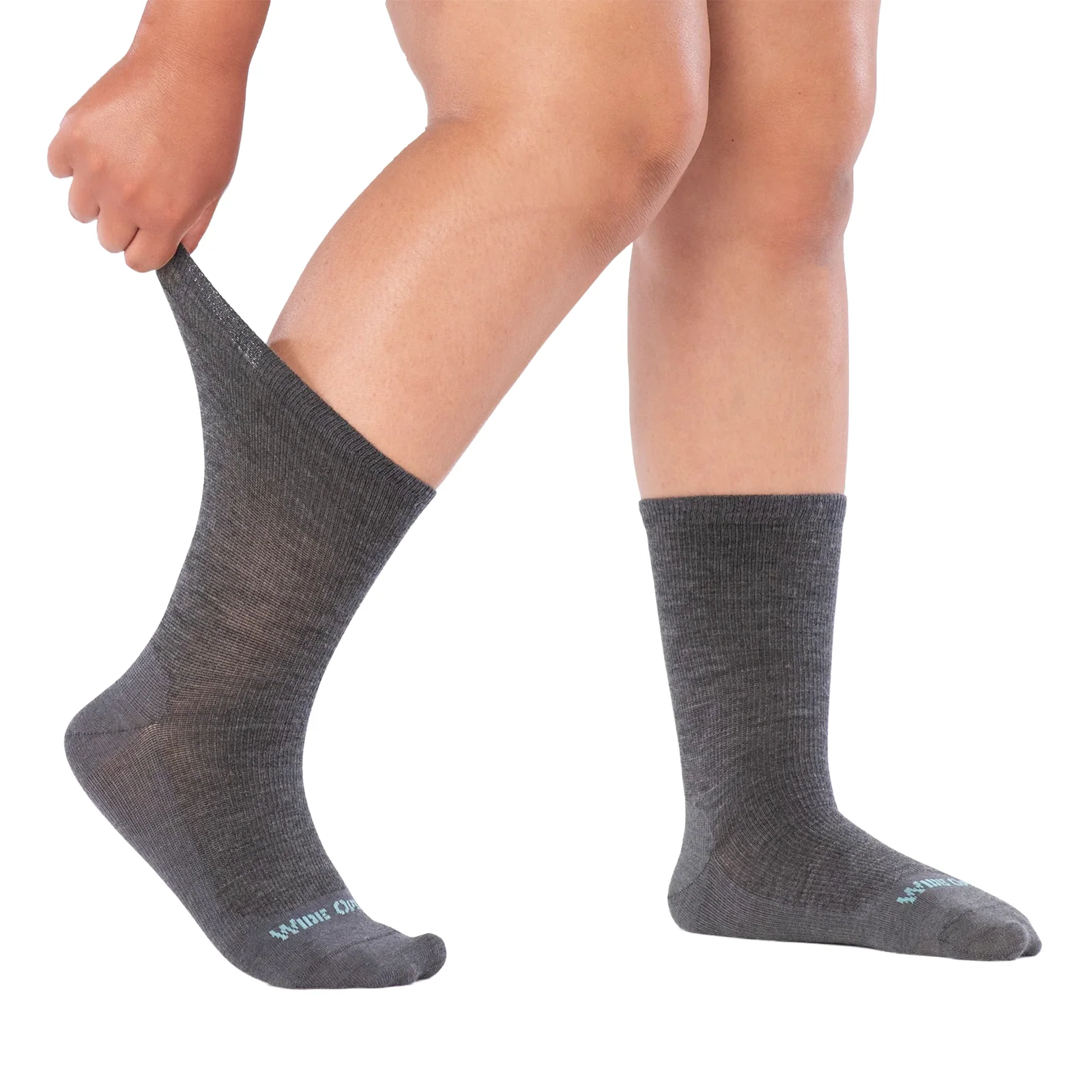 Wide Open Solid Basic Lightweight Crew Sock (Women) - Gray - Image 3