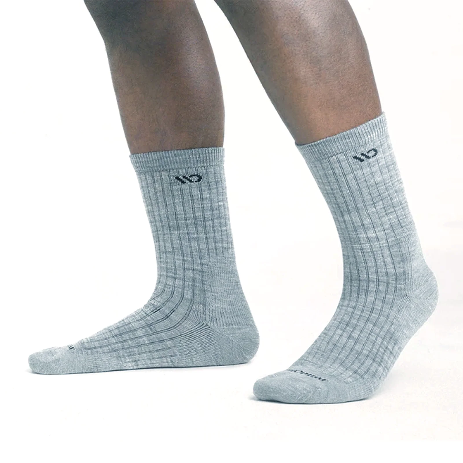 Wide Open Solid Cushioned Micro Crew Sock (Men) - Light Grey - Image 2