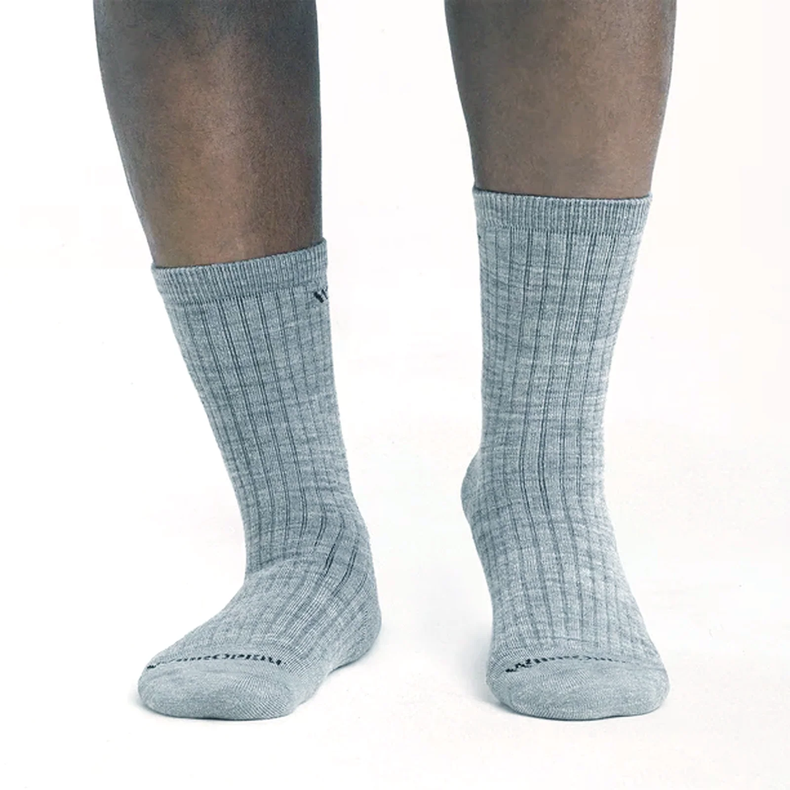 Wide Open Solid Cushioned Micro Crew Sock (Men) - Light Grey - Image 3