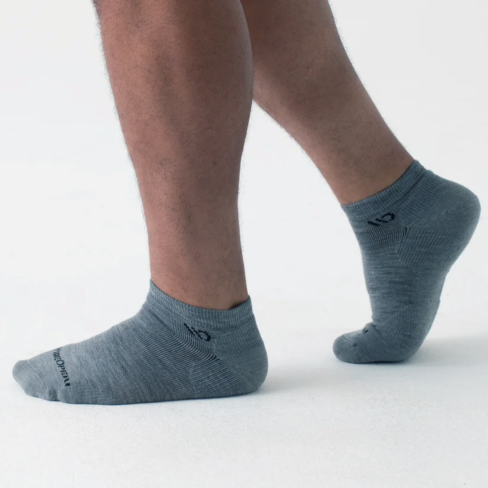 Wide Open Solid Cushioned No Show Sock (Men) - Light Grey - Image 2