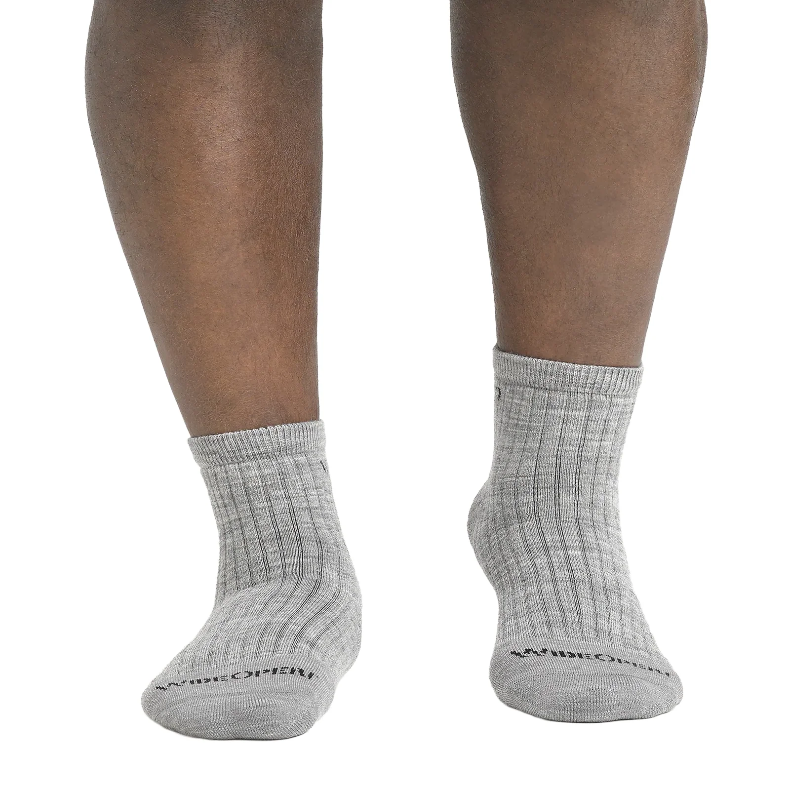 Wide Open Solid Cushioned Quarter Sock (Men) - Light Grey - Image 3