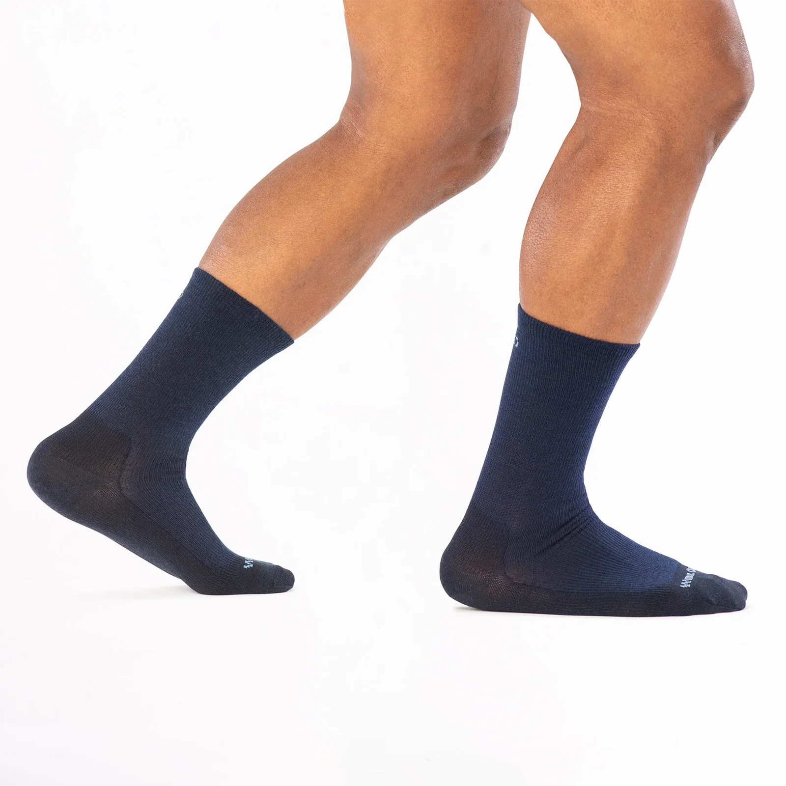 Wide Open Solid Lightweight Crew Sock (Men) - Navy - Image 4