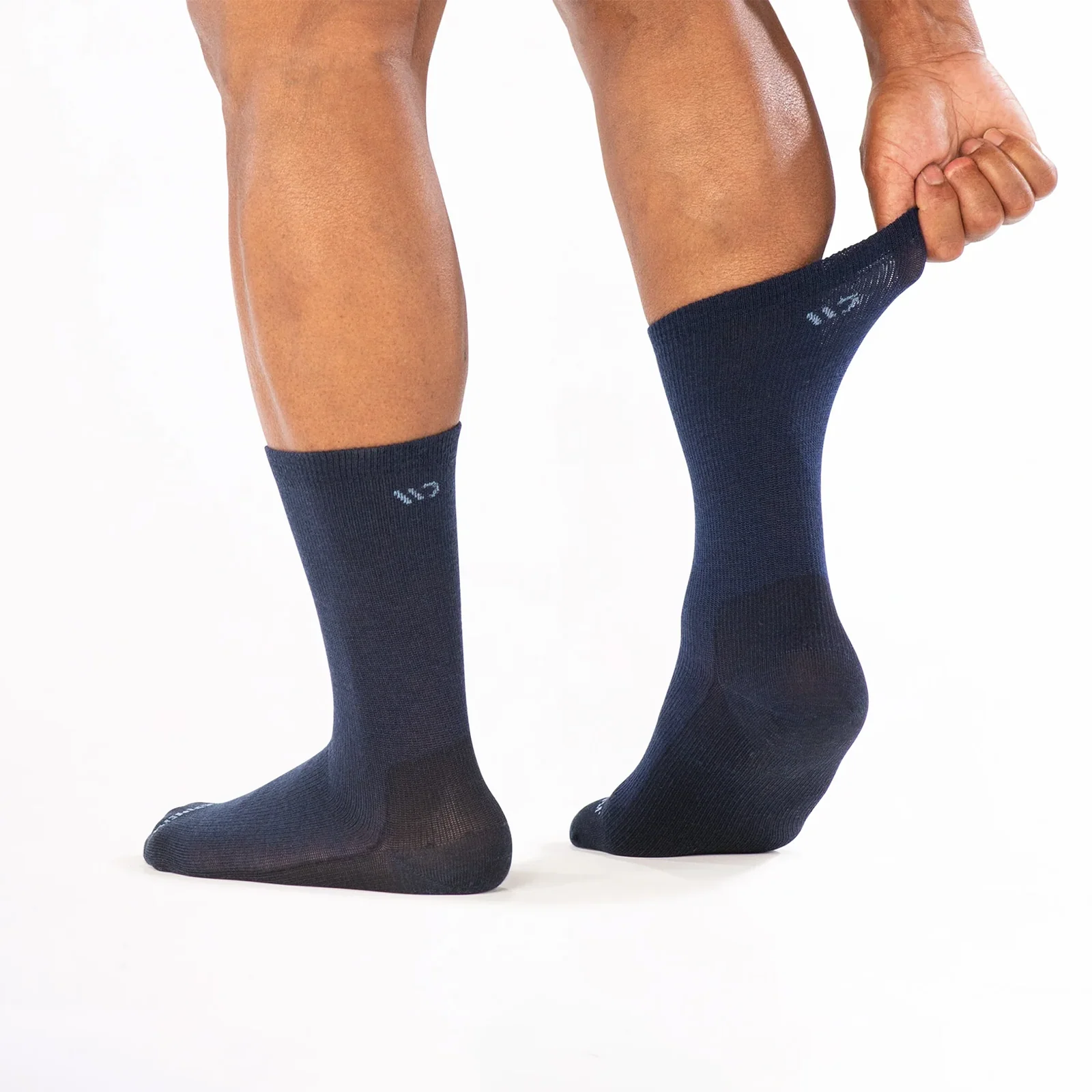 Wide Open Solid Lightweight Crew Sock (Men) - Navy - Image 5