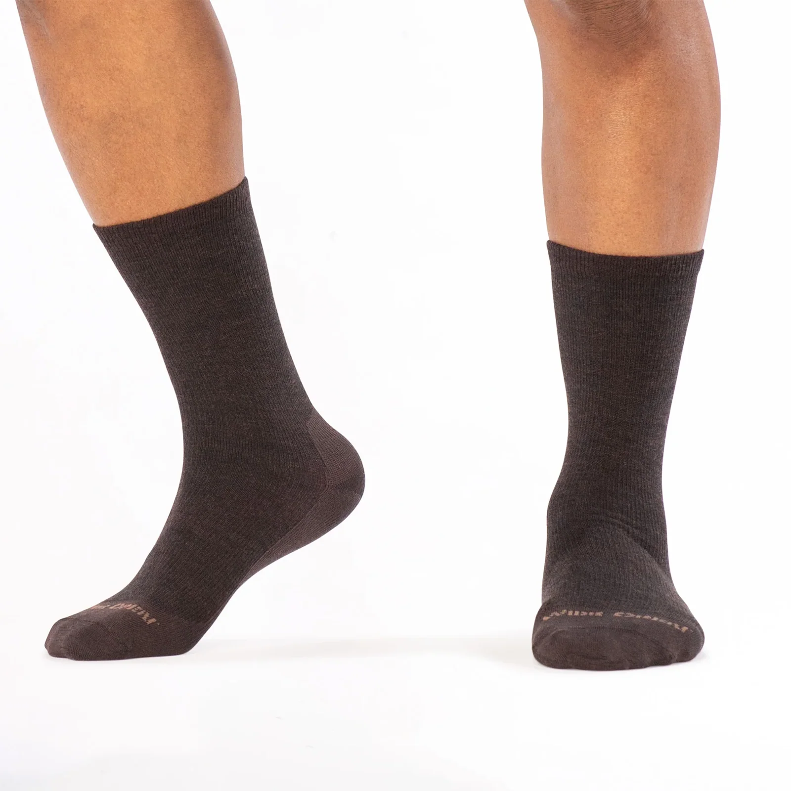 Wide Open Solid Lightweight Crew Sock (Men) - Walnut - Image 3