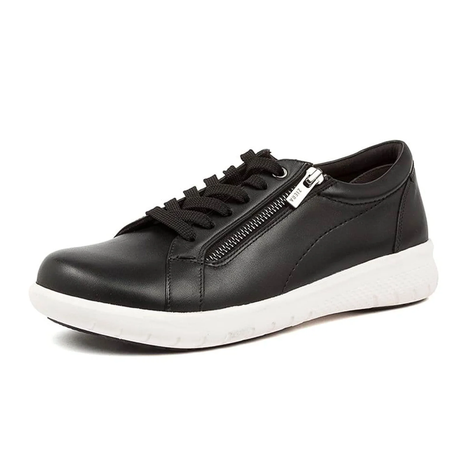 Ziera Solar XF Sneaker (Women) - Black Leather/White Outsole - Image 3